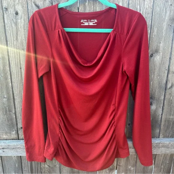 Royal Robbin’s Essential Tencel Cowl Neck Long Sleeve Tee Shirt Brick Re… - Picture 1 of 9
